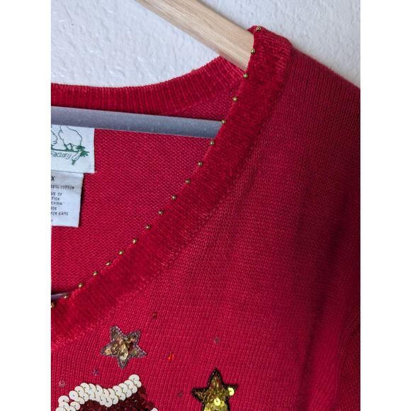 NWT VTG Quacker Factory Red USA Flag Sequin Tunic Sweater Women 1X Patriotic - Picture 6 of 11